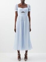 Thumbnail for your product : Self-Portrait Sweetheart-neck Pleated-chiffon Midi Dress - Light Blue