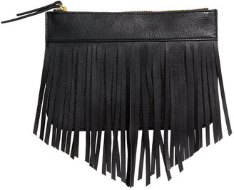H&M Small Clutch Bag with Fringe - Black - Ladies