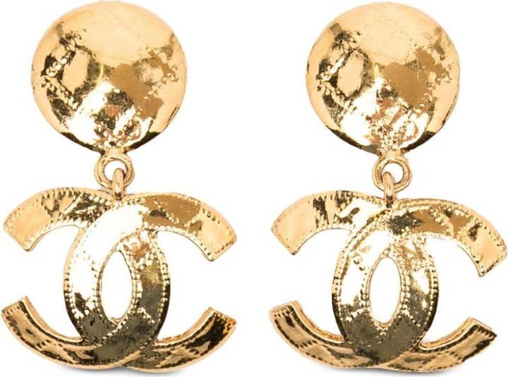 Chanel Pre Owned CC dangle clip-on earrings - ShopStyle
