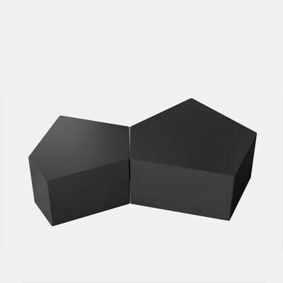 Latitude Run Irregular Nesting Coffee Table Set, Geometric Coffee Table Set, (Set of 2 Pieces)