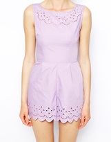 Thumbnail for your product : AX Paris Scalloped Playsuit with Laser Cut Detail