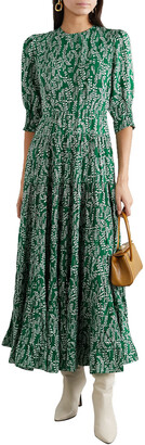 Rixo Kristen Tiered Floral-print Cotton And Silk-blend Midi Dress