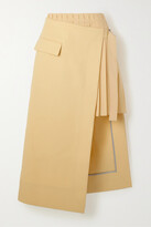 Thumbnail for your product : Sacai Belted Wrap-effect Wool Midi Skirt - Yellow