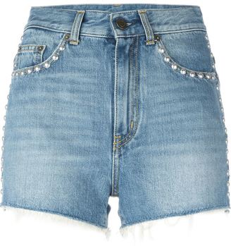 Saint Laurent studded denim shorts - women - Cotton - 26