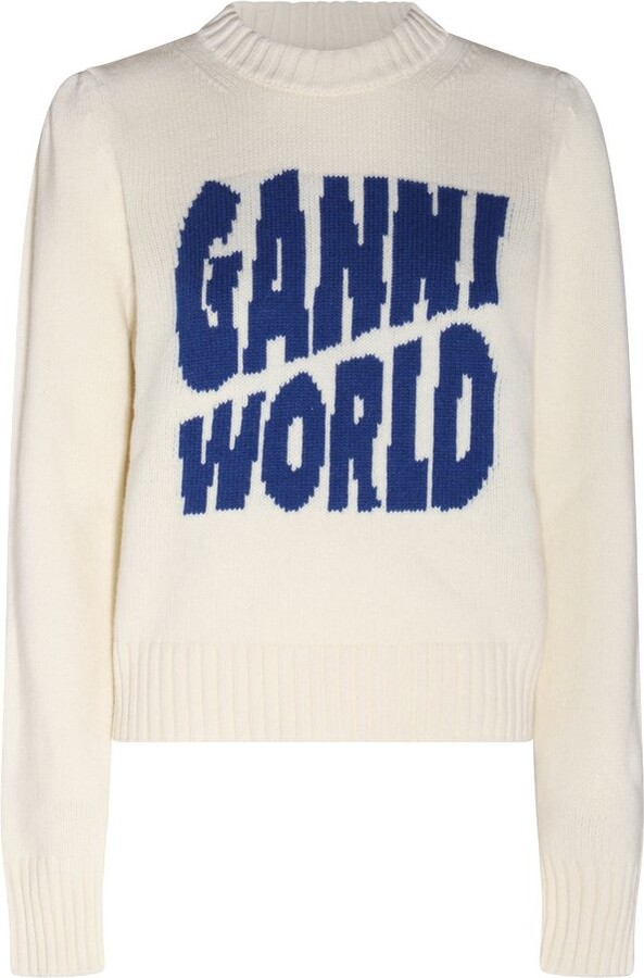 Ganni Logo Intarsia Long-Sleeved Jumper - ShopStyle Sweaters