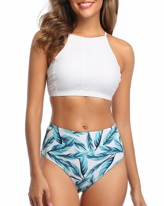 Tempt Me Women High Neck Bikini Set Cutout Swimsuit Two Piece Criss Cross Bandage Bathing Suit