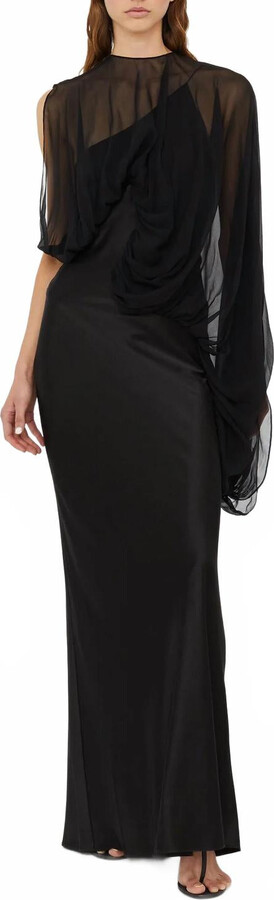 CHRISTOPHER ESBER Swirl Silk Draped Sleeve Dress In Black