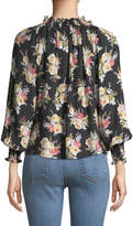 Thumbnail for your product : Rebecca Taylor Floral-Print Silk Button-Front Top