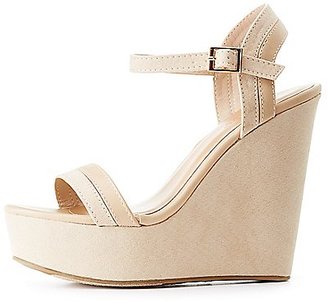 Charlotte Russe Bamboo Two-Piece Wedge Sandals