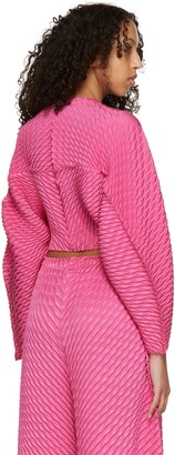 Issey Miyake Pink Bathing Pleats Cardigan