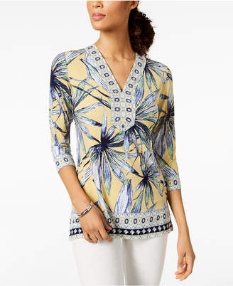 JM Collection Petite Printed Embellished Tunic, Created for Macy's