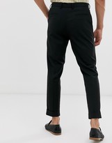 Thumbnail for your product : Topman skinny smart trousers in black with turn up hem