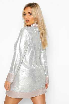 boohoo Plus Sequin Wrap Blazer Dress