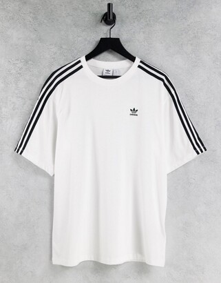 adidas adicolor three stripe oversized t-shirt in white - ShopStyle Tops