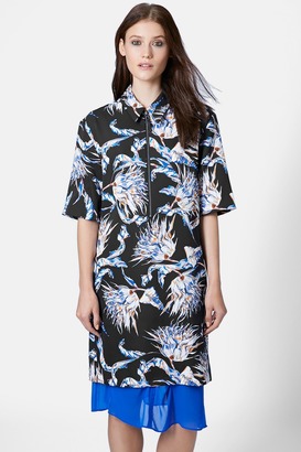 Topshop Floral Print Shirt Dress with Removable Slip