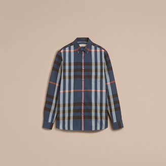 Burberry Button-down Collar Check Cotton Poplin Shirt