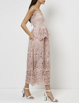 Thumbnail for your product : Perseverance London Dusty Pink Guipere Lace Midi Skirt