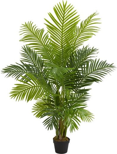5Ft Potted Hawaii Palm Tree By Nearly Natural in Green