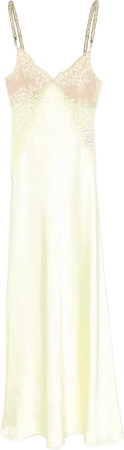 Self-Portrait Lace-Detail Satin Maxi Dress