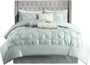Kivaritio 7 Piece Comforter - Delicate Embroidery Comforter, 2 Shams, 3 Pillows, 1 Bed Skirt Machine Washable Design