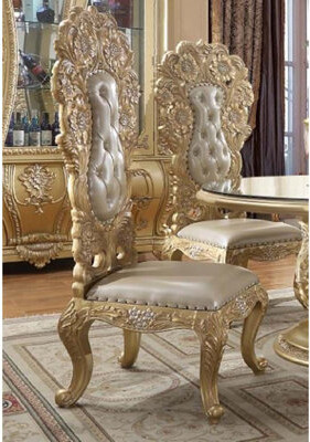 Andrew Home Studio Esopsito Tufted Upholstered Back Side Chair in Light Gold