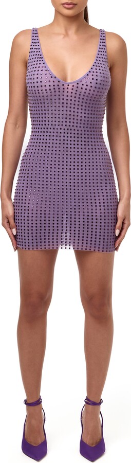 Naked Wardrobe Crystal Embellished V-Neck Mini Dress