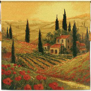Poppies of Toscano II BW Tapestry