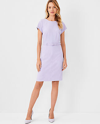 Ann Taylor The Petite Seamed Belted Dress in Bi-Stretch - ShopStyle
