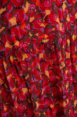 Saloni Isabel Gathered Printed Silk-chiffon Midi Dress