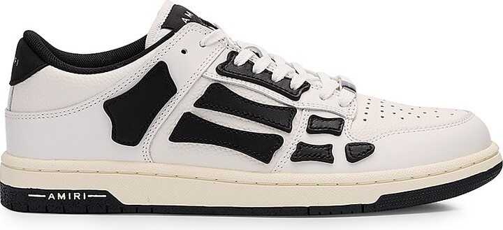 Amiri Women's Skel Low-Top Leather Sneakers - White Black - Size 11