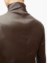 Thumbnail for your product : Bottega Veneta High-neck Leather Midi Dress - Dark Brown