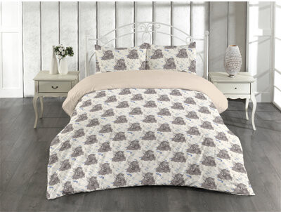 East Urban Home Dannika Japanese Duvet Cover Set Asian Tiger Clouds Pattern Ivory Cocoa and Ceil Blue
