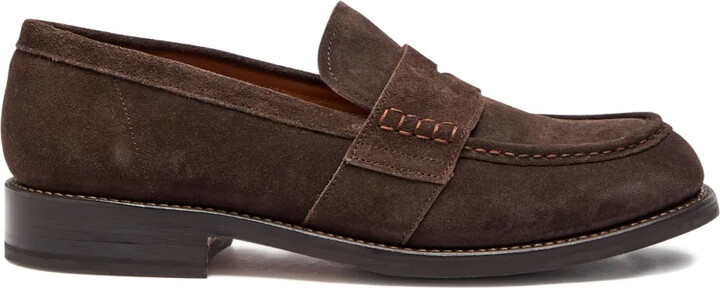 Grenson Stitched Suede Loafers