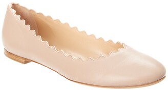 Chloé Lauren Scalloped Leather Ballerina Flat
