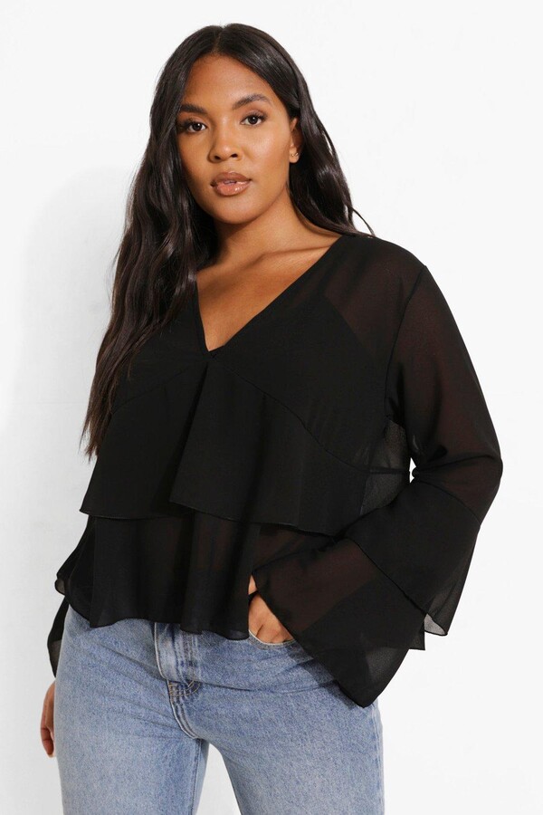 black chiffon plus size top
