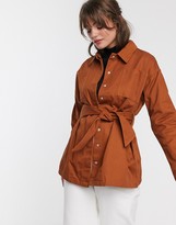 Thumbnail for your product : Glamorous button through belted shirt