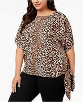 Thumbnail for your product : Michael Kors Plus Size Side-Tie Animal-Print Top