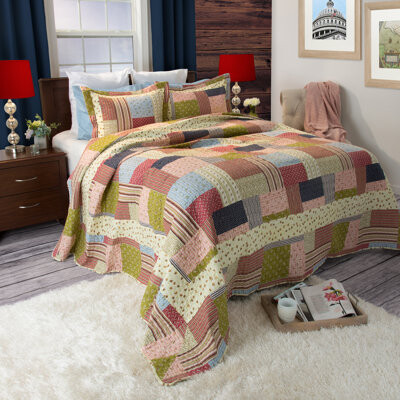 Lavish Home Patchwork Quilt Set - with Pillow Sham/s - Machine Washable Lightweight Multicolor Bedding