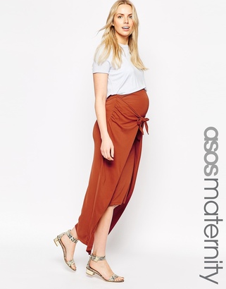ASOS Maternity Maxi Skirt With Wrap Tie Front