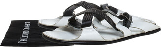 Versace White Leather Crossover Slide Sandals Size 43