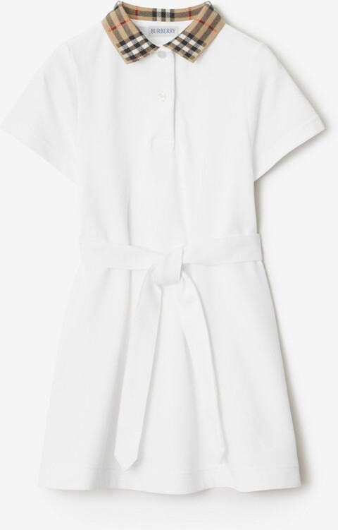 Burberry Childrens Check Collar Cotton Polo Shirt Dress Size: 8Y