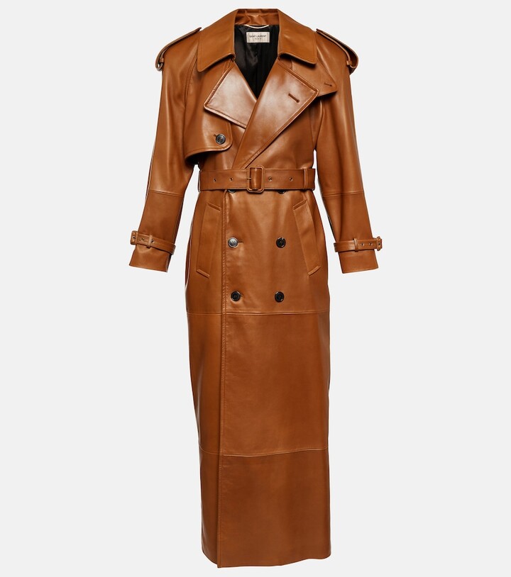 Saint Laurent Double-breasted leather trench coat