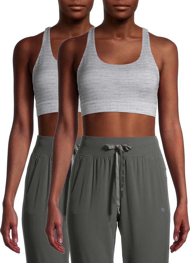 Avia Sports Bra for Women, Strappy Style, Medium Support, S-3XL, 2-Pack