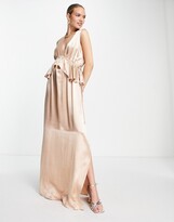 Thumbnail for your product : Topshop bridesmaid ruffle peplum maxi dress in blush