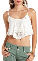 Thumbnail for your product : Charlotte Russe Crochet Applique Flounced Swing Crop Top