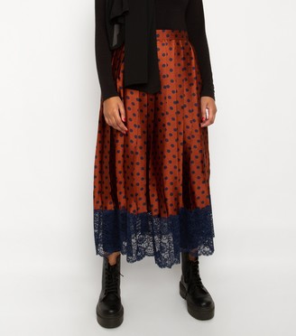 New Look Till We Cover Rust Spot Lace Trim Midi Skirt