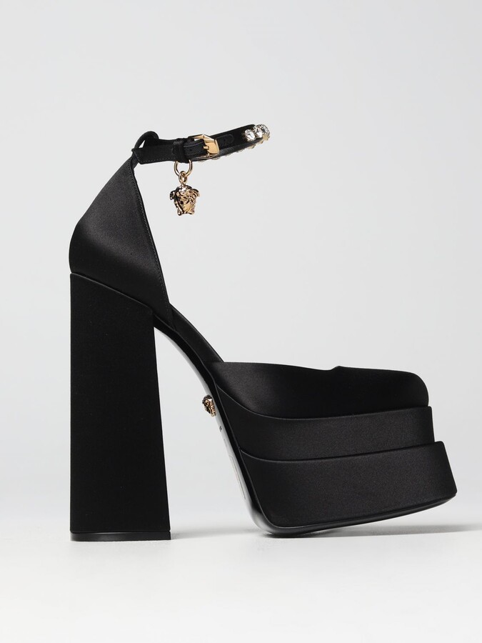 Versace Mary Jane Medusa Aevitas in satin ShopStyle Evening Shoes