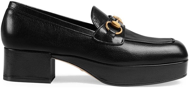 gucci leather platform loafer with horsebit