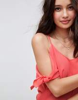 Thumbnail for your product : ASOS Cold Shoulder Cami In Crinkle With Tie Sleeve
