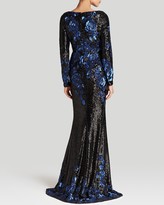 Thumbnail for your product : Badgley Mischka Gown - Plunge V Neck Sequin Illusion
